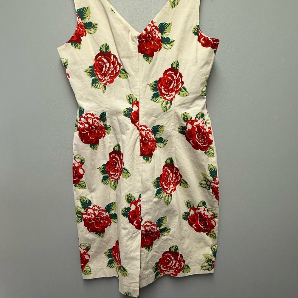 TOMMY HILFIGER WOMEN'S RED & WHITE COTTON FLORAL SUN DRESS SIZE 12 - Picture 7 of 13